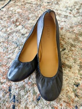 J. Crew Black Leather Ballet Flats